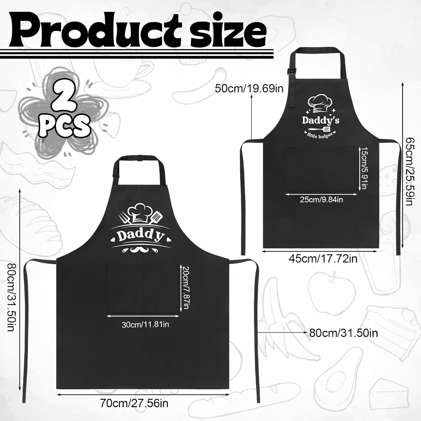 Set 2 Delantales Cocina Ajustables con Bolsillos para Mamá y Niño