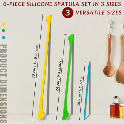 Set 6 Espátulas Silicona Mini Raspador Doble Extremo