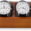 Soporte doble madera reloj vitrina con almohada gris