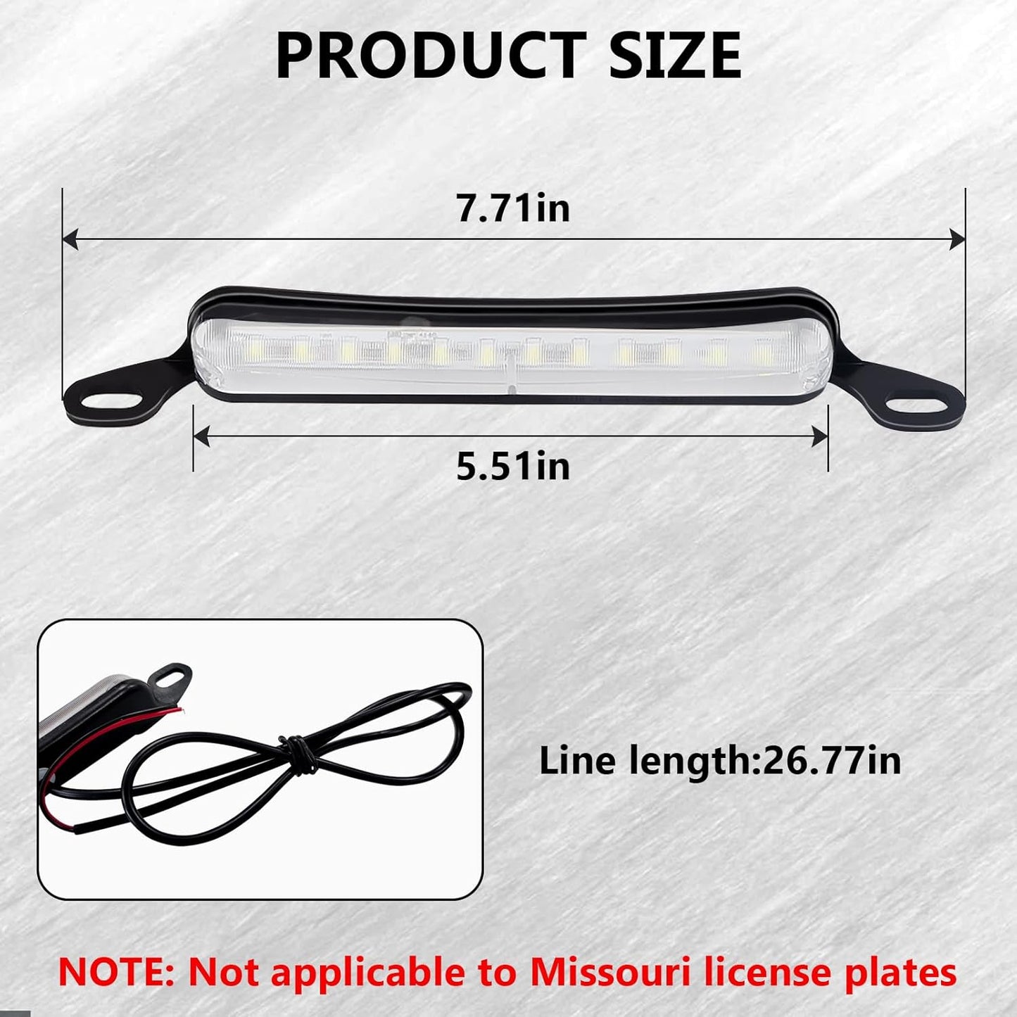 Luz matrícula LED 12V para coche remolque UTV ATV