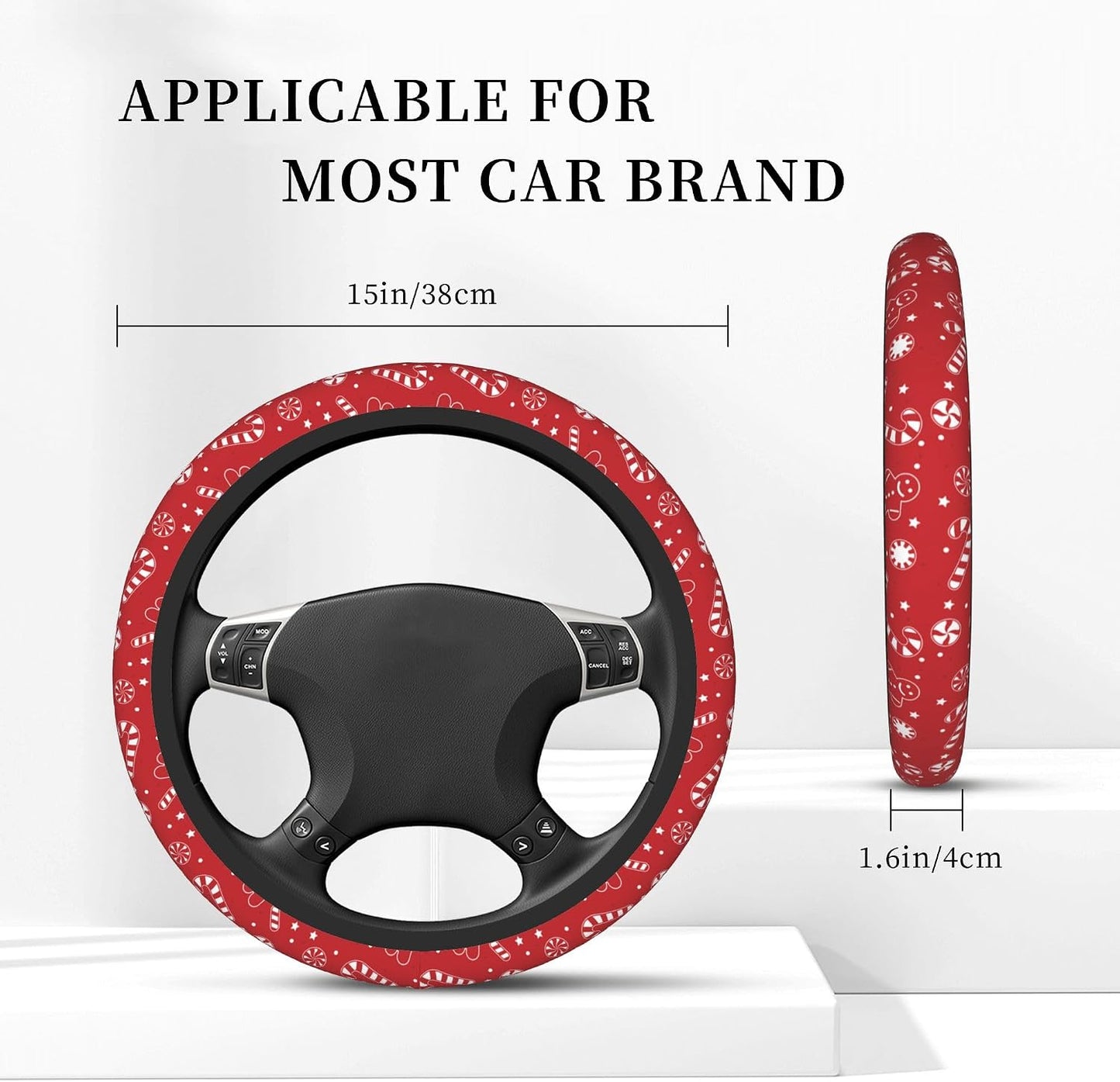 Funda volante antideslizante 15pulg caramelo navideño