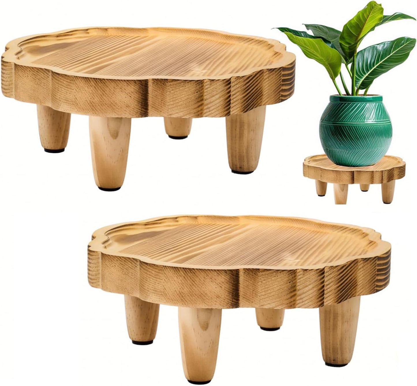 2 Pzas Soporte pedestal madera 8.5pulg plantas jardín