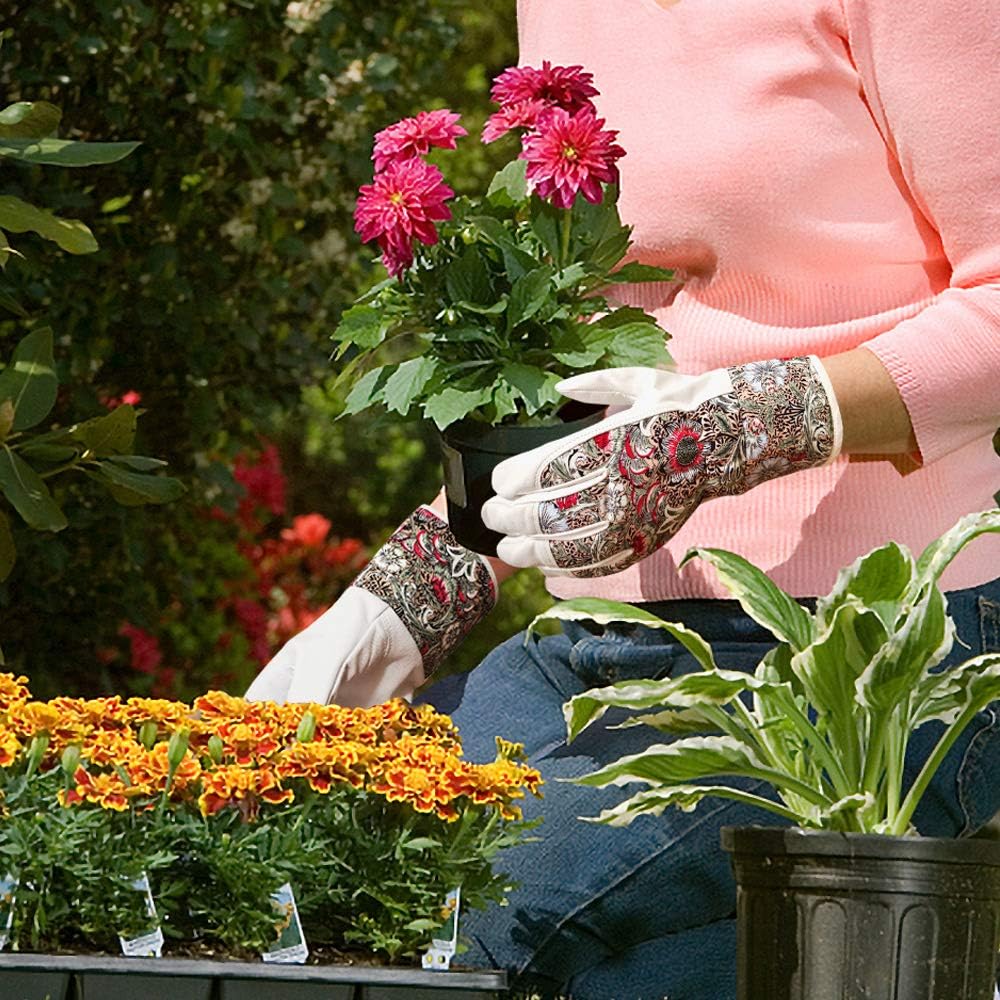 Guantes jardinería mujer cuero cabra resistencia espinas mediano