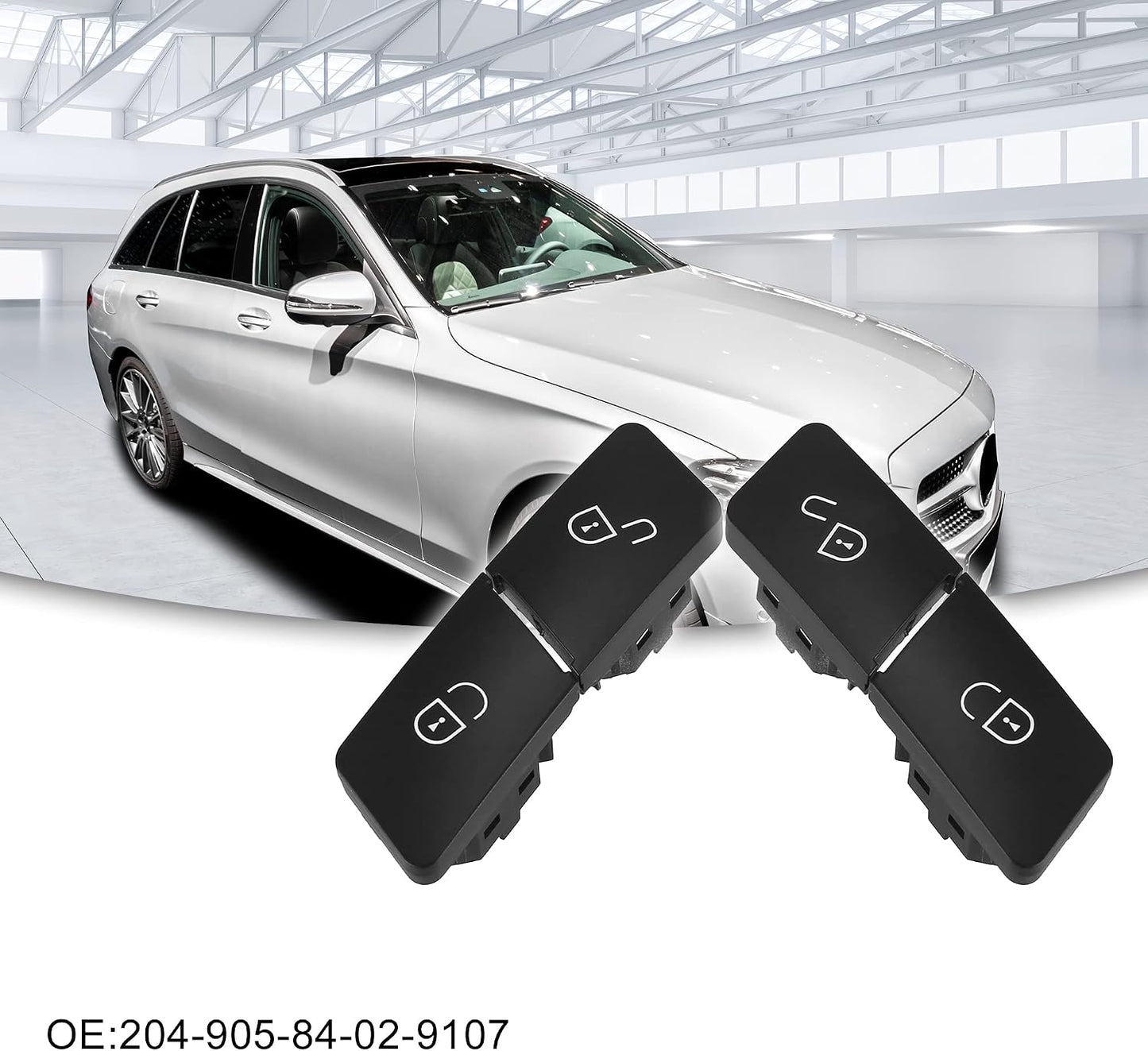 Botón bloqueo puerta Mercedes C300 set 4 negro