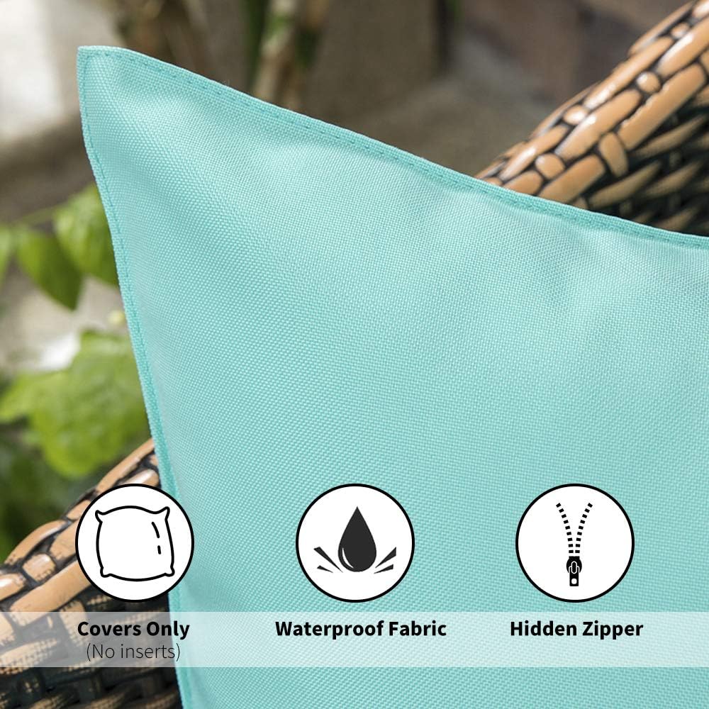 2 Fundas Cojín Cuadradas Impermeables 24x24pulg Verde Claro