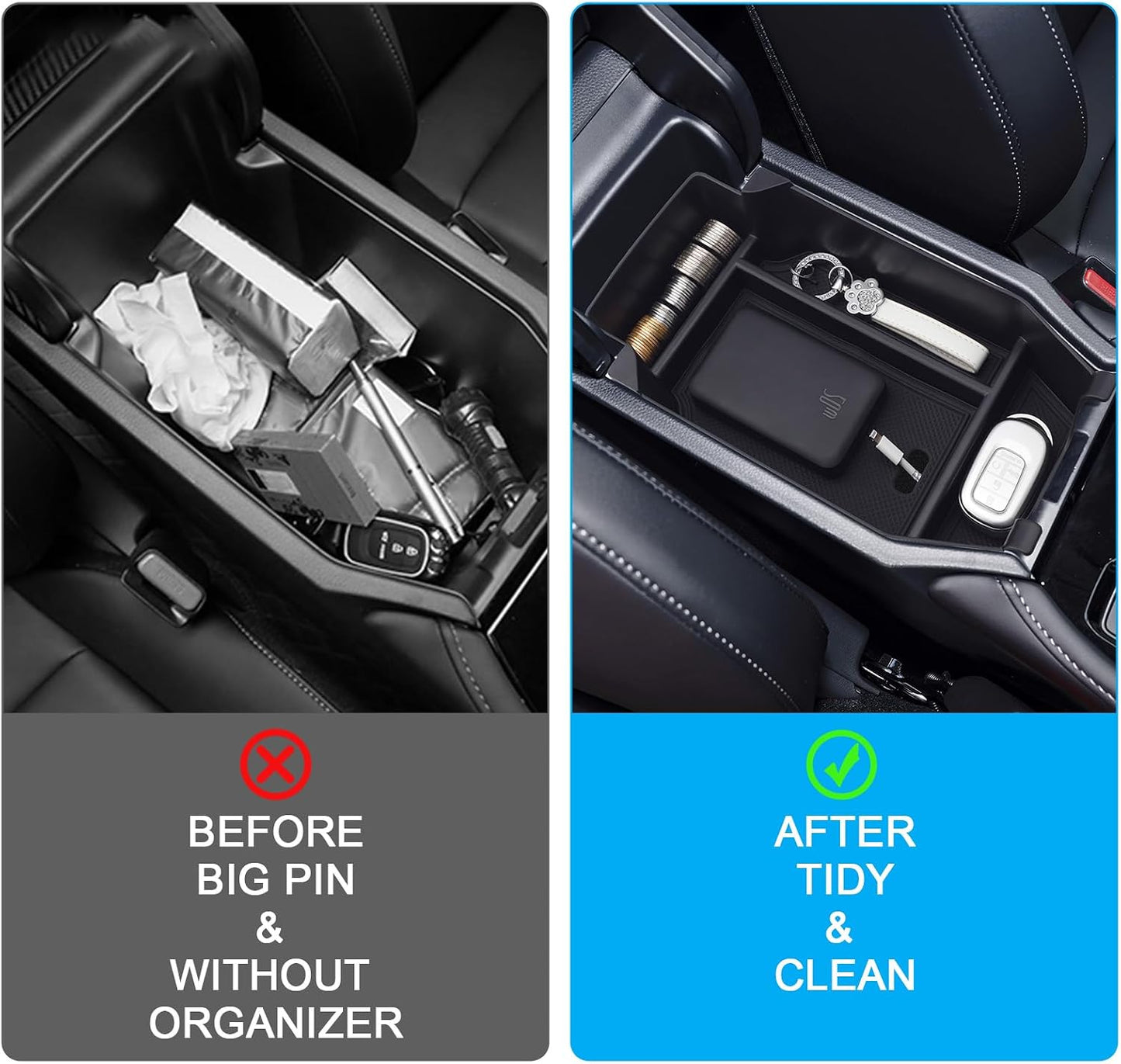 Organiz. consola Honda Accord reposabrazos antiderrap negro