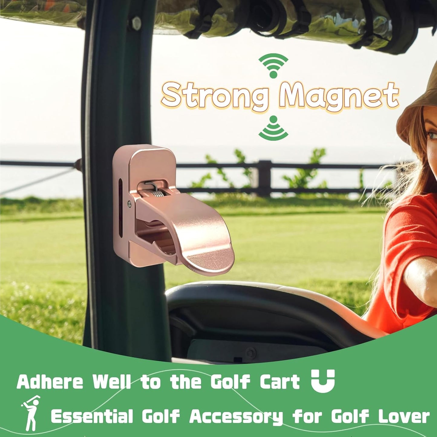 Clip magnético soporte golf carrito 2en1 aluminio con correa
