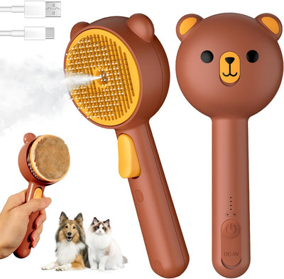Cepillo vapor 3en1 para gatos y perros pelo corto/largo marrón
