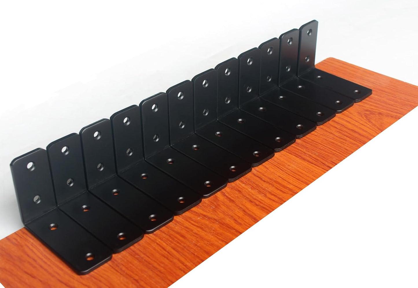 12 Soportes Hierro en L Negro 4x3x1.5pulg para Estante Flotante