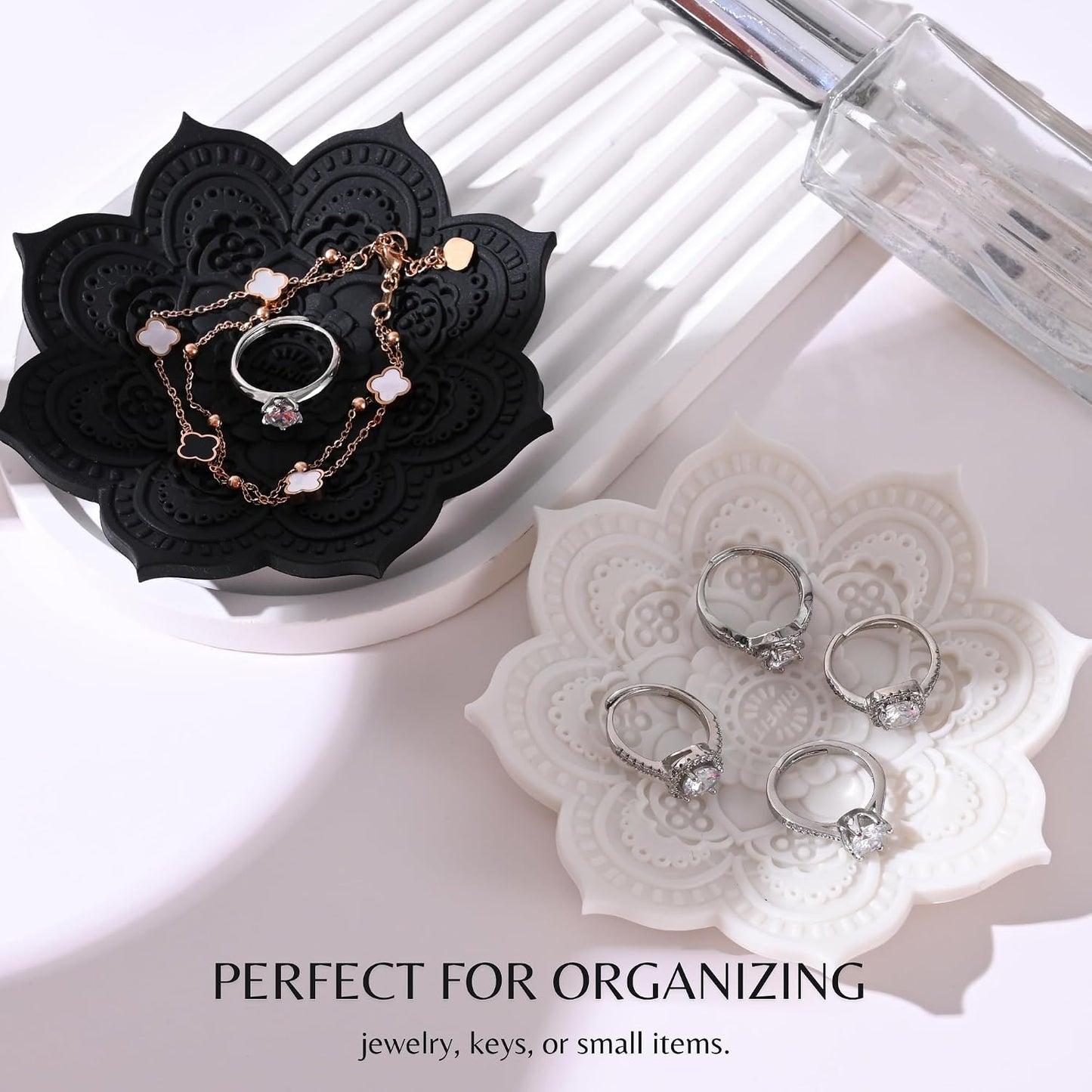 Bandeja silicona mandala para joyas negro