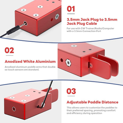 Llave Morse de mano doble pie moderna roja