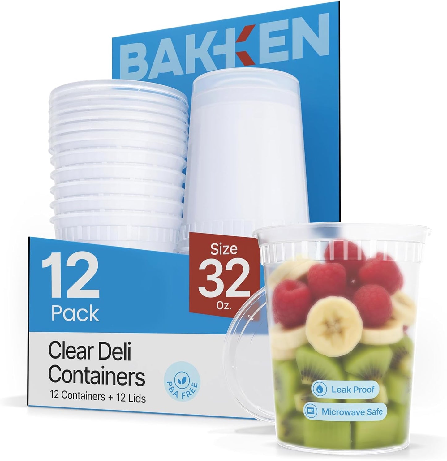 Contenedores plástico 32oz set 12 sin BPA para alimentos