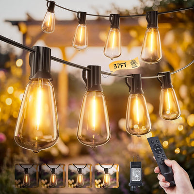 Guirnalda luces exteriores 37ft 111 LED ST38 impermeable 3 modos