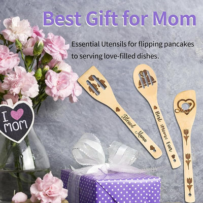 Set 5 cucharas madera grabadas decoración cocina regalo mamá