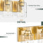 Lámpara baño 4 luces oro cepillado pantalla vidrio