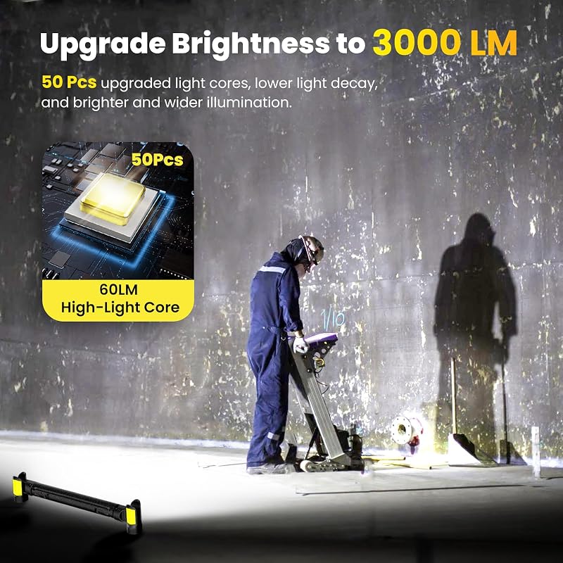 Luz trabajo LED 3000LM magnética recargable con ganchos