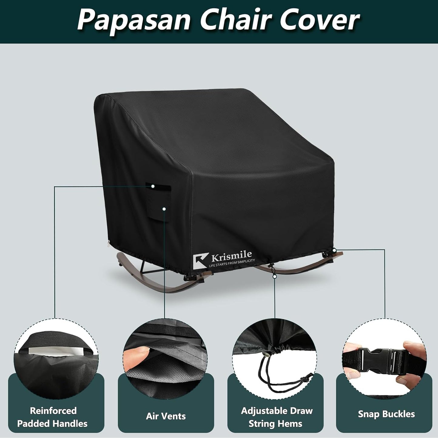 Funda silla balancín al aire libre impermeable negra