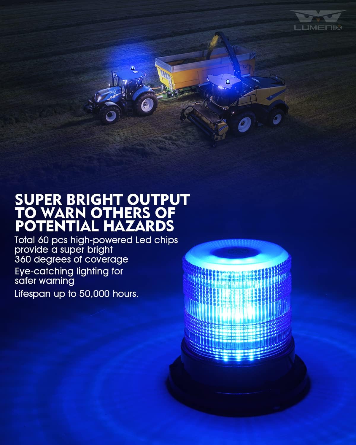 60 Luces LED Estroboscópicas Magnéticas Azul para Emergencia