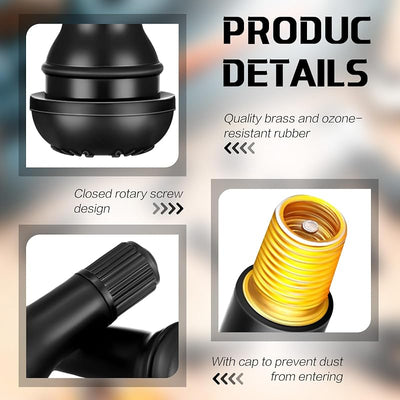 20 Vástagos Válvula TR413 Sin Cámara 0.453pulg Negro
