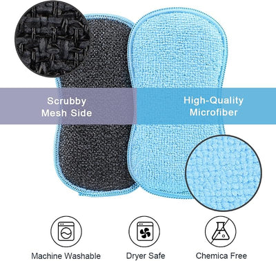 12 Pzas Esponjas Microfibra Sin Rayones para Cocina Azul