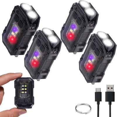 4 Linternas EDC Recargables 280lm 8 Modos USB-C Magnética Llave