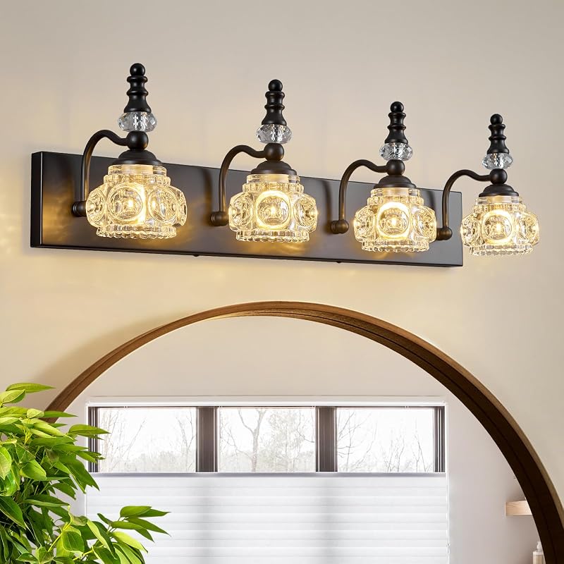 Lámpara cristal tocador baño vintage 4 luces