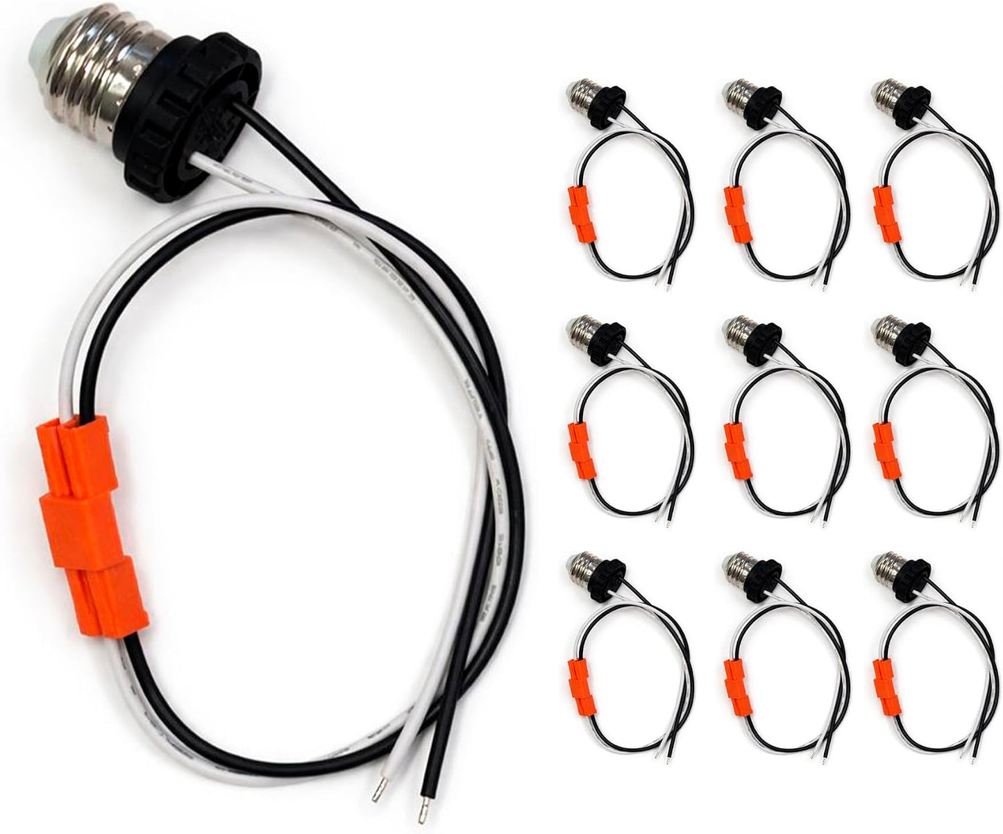 10 Adaptadores E26 Base Mediana con Cable 15.75pulg