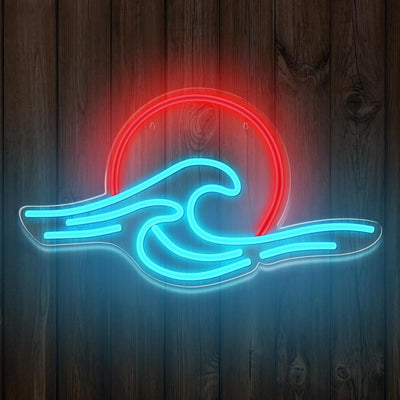 Letrero led regulable con olas oceánicas para dormitorio y fiesta
