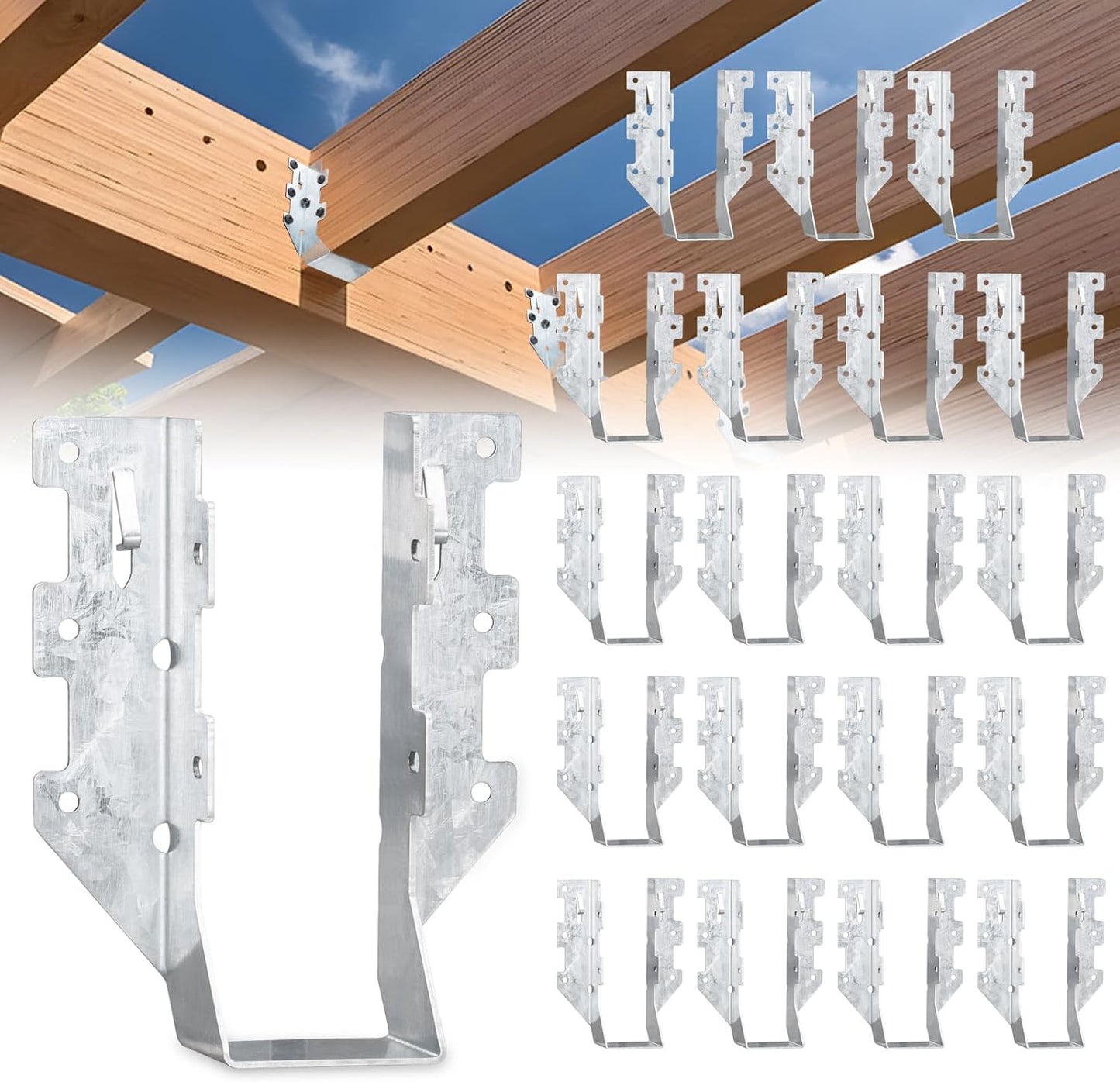 20 Soportes Vigas Acero Galvanizado 2x6 para Piso Madera