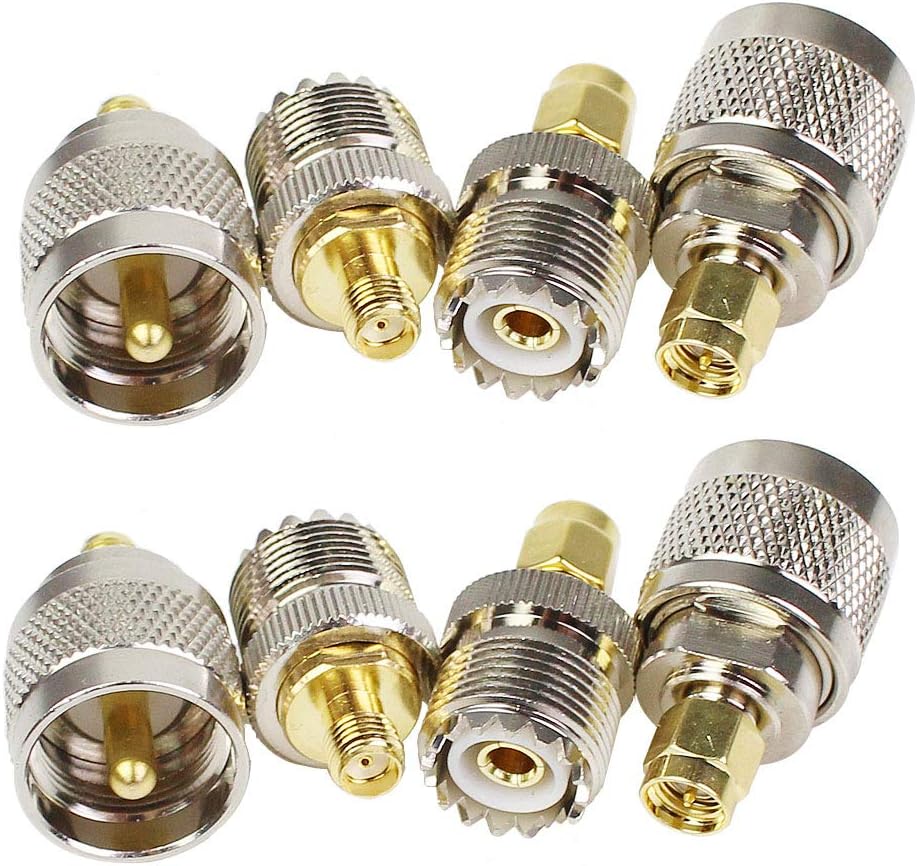 Kit 8pcs Conectores SMA-UHF PL259 a SMA SO239 chapado oro