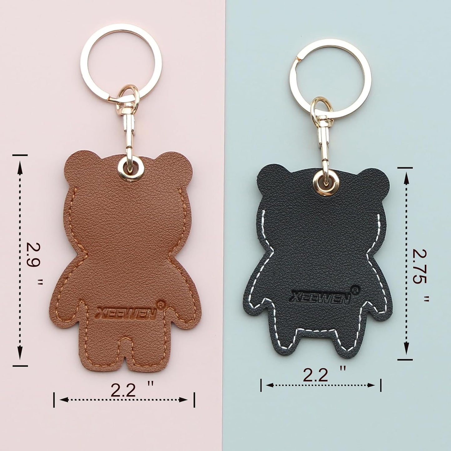 2 Llaveros ocultos para Airtag cuero panda y oso