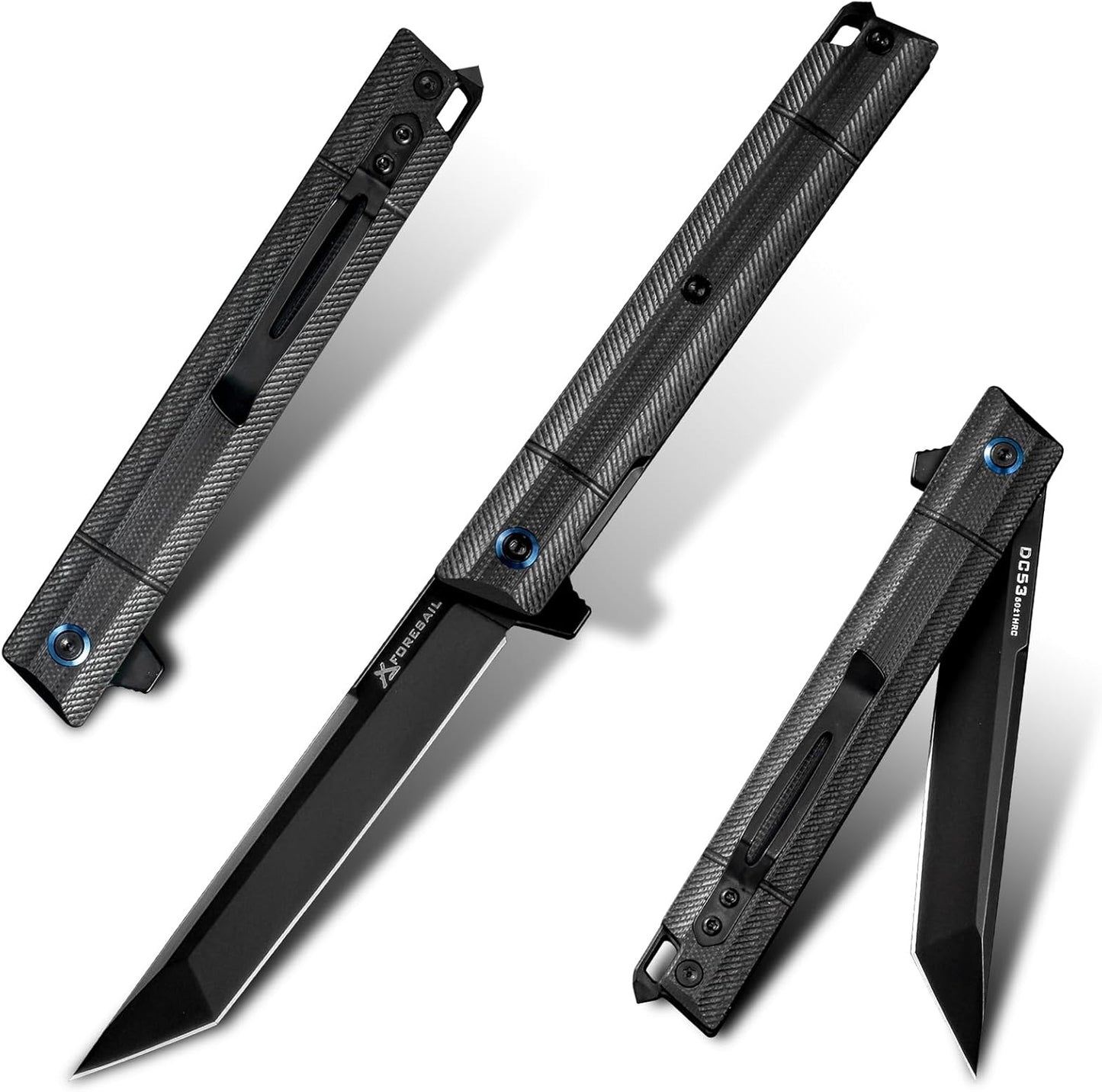 Cuchillo plegable EDC acero DC53 mango G10 con clip