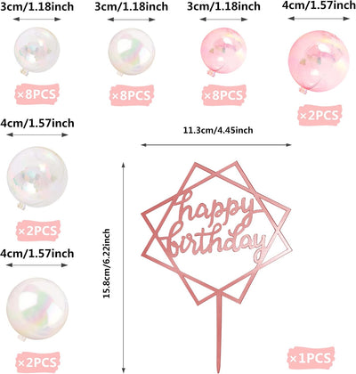 31 Pzas Mini Bolas Coloridas Decoración Tarta Flores Secas