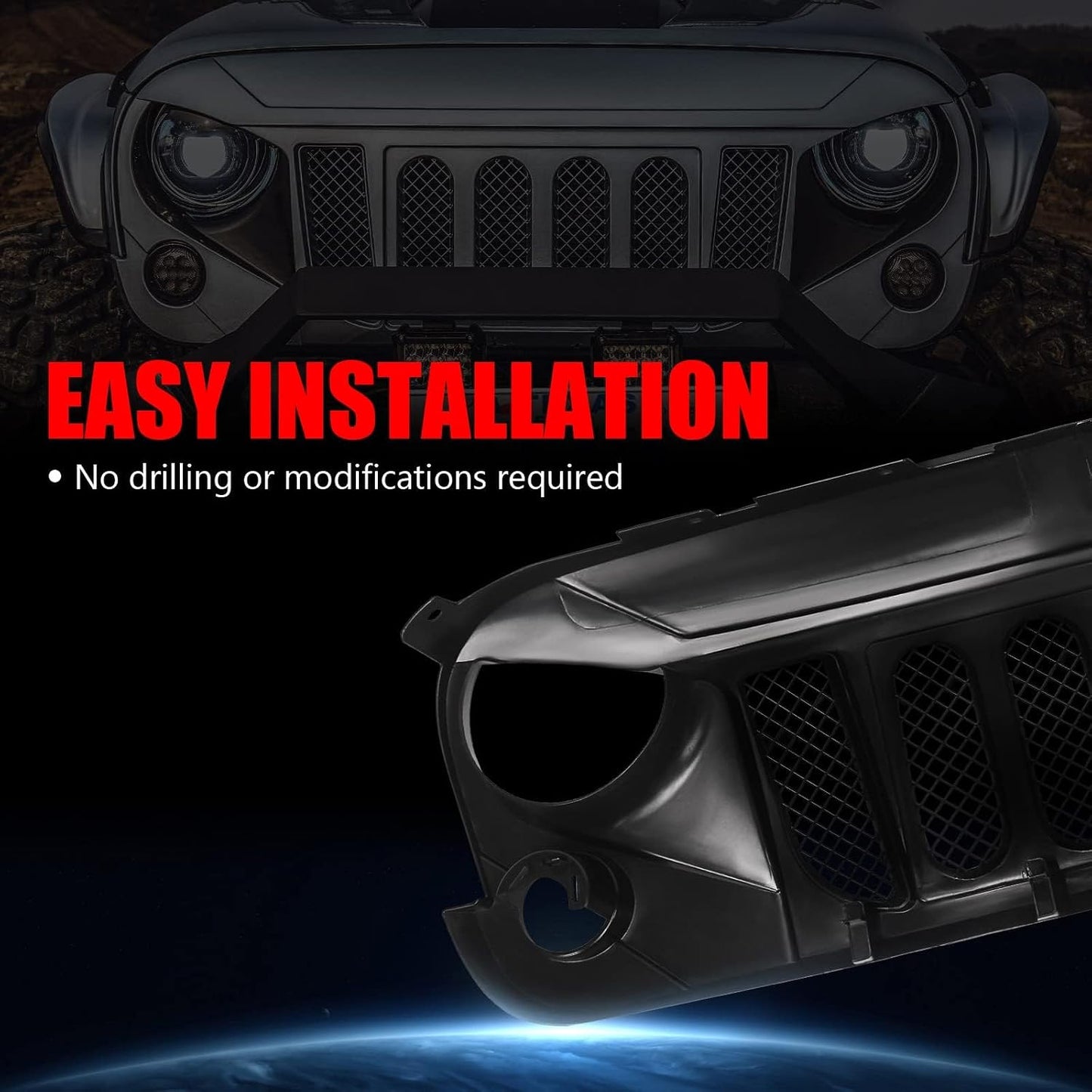 Parrilla delantera Wrangler JK 07-18 negra con malla