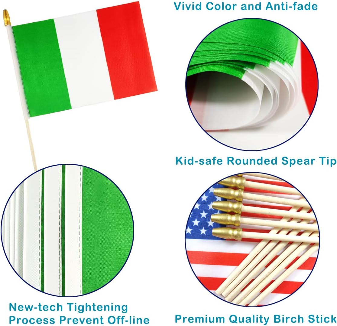 Banderas Italia poste madera 12 pzas