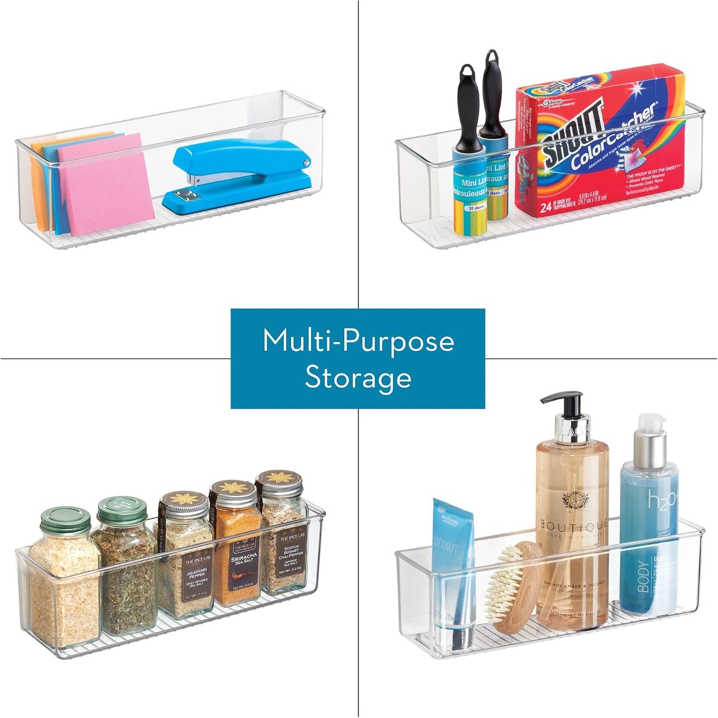 Contenedor adhesivo transparente set 4 para cocina baño