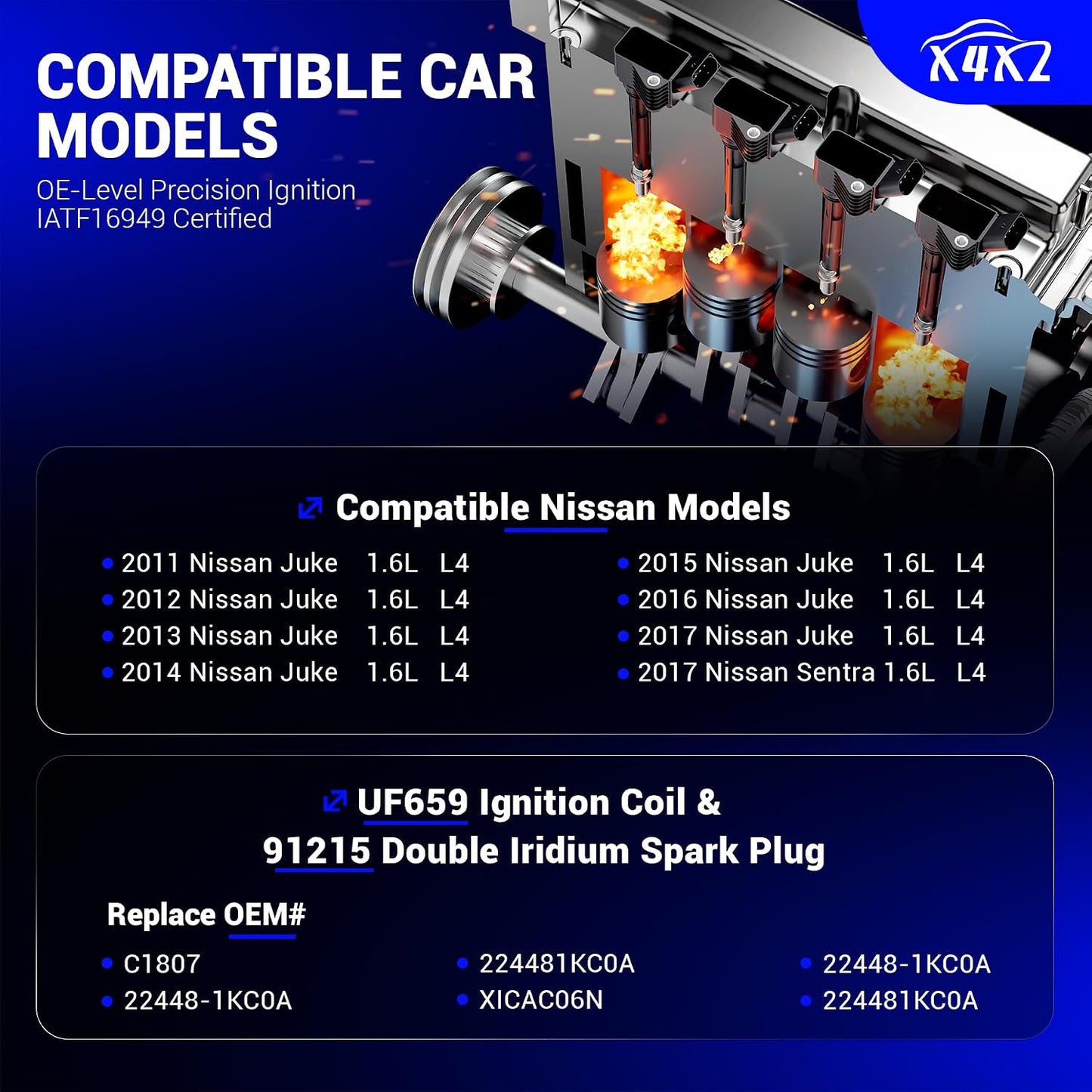 Bobina encendido y bujía para Nissan Juke 11-17 Sentra 1.6L