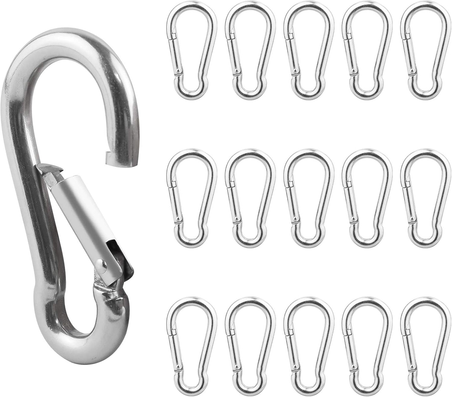 30 Mosquetones Acero Inox 304 1.97" para Campamento
