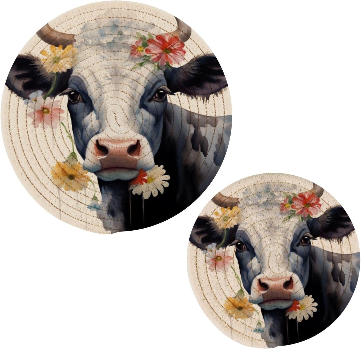 Salvamanteles redondos vaca 2uds para platos calientes