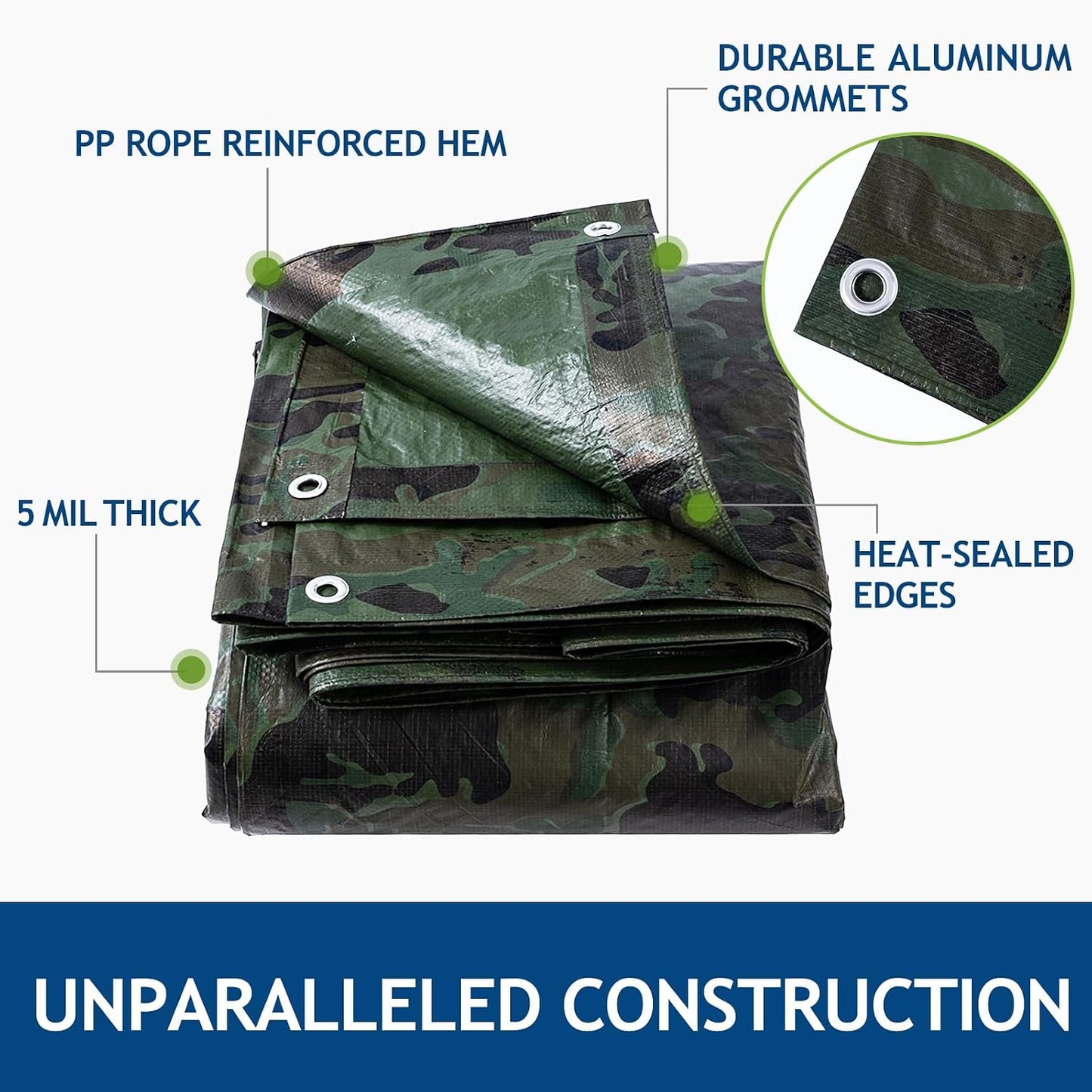 2 Lonas Camuflaje 8x10ft Impermeables con Ojales Reforzadas