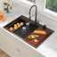 Fregadero cocina superior negro mate 33x22pulg con repisa