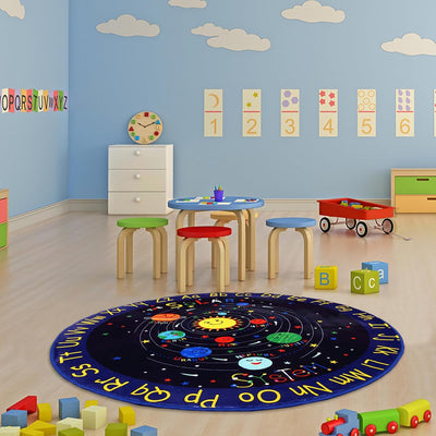 Alfombra redonda solar 4ft para niños antiderrap ABC