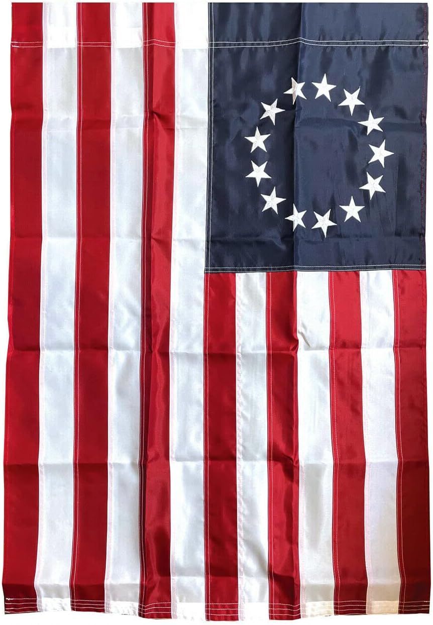 Bandera vertical Betsy Ross 28x40" rojo blanco azul