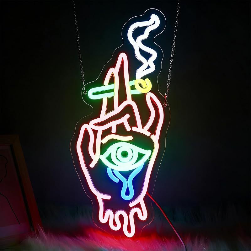 Letrero neón ojos de mano LED USB para bar y sala de set