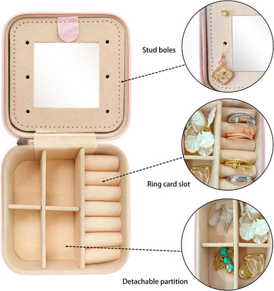 Caja organizadora joyas viaje con espejo inicial T