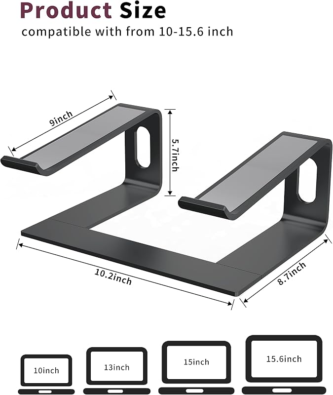 Soporte ergonómico para portátil 10-15.6pulg aluminio negro
