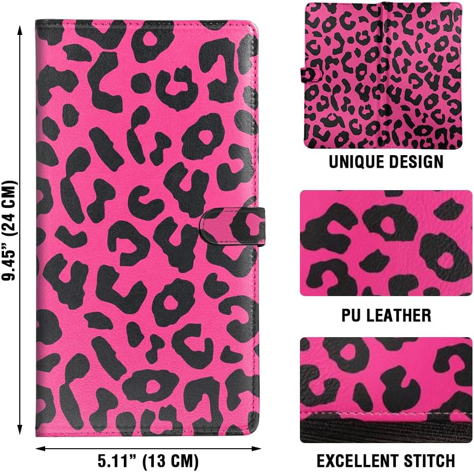 Soporte cuero sintético para documentos vehículo leopardo negro