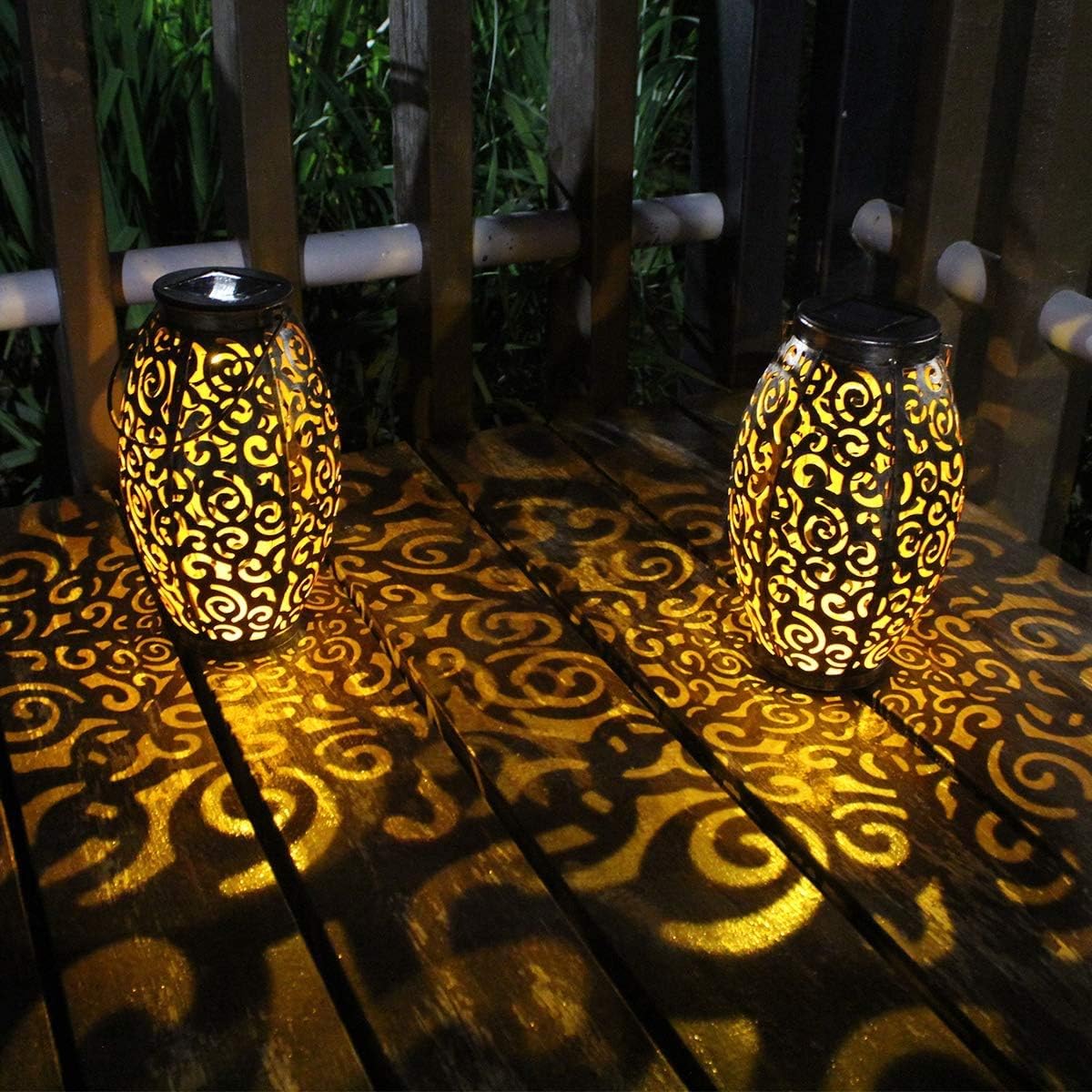 2 Faroles Solares Exteriores Impermeables Decoración Mesa