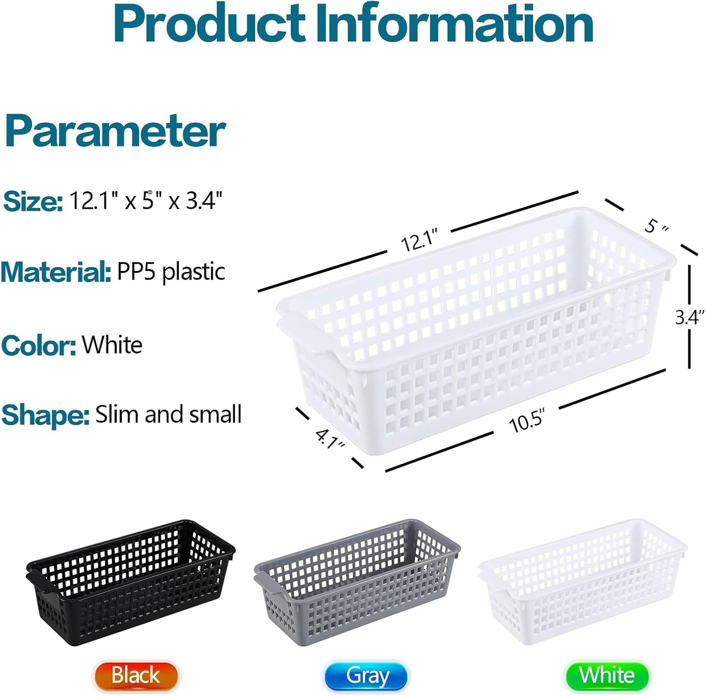 Bandeja almacenamiento blanca cesta plástico set 12