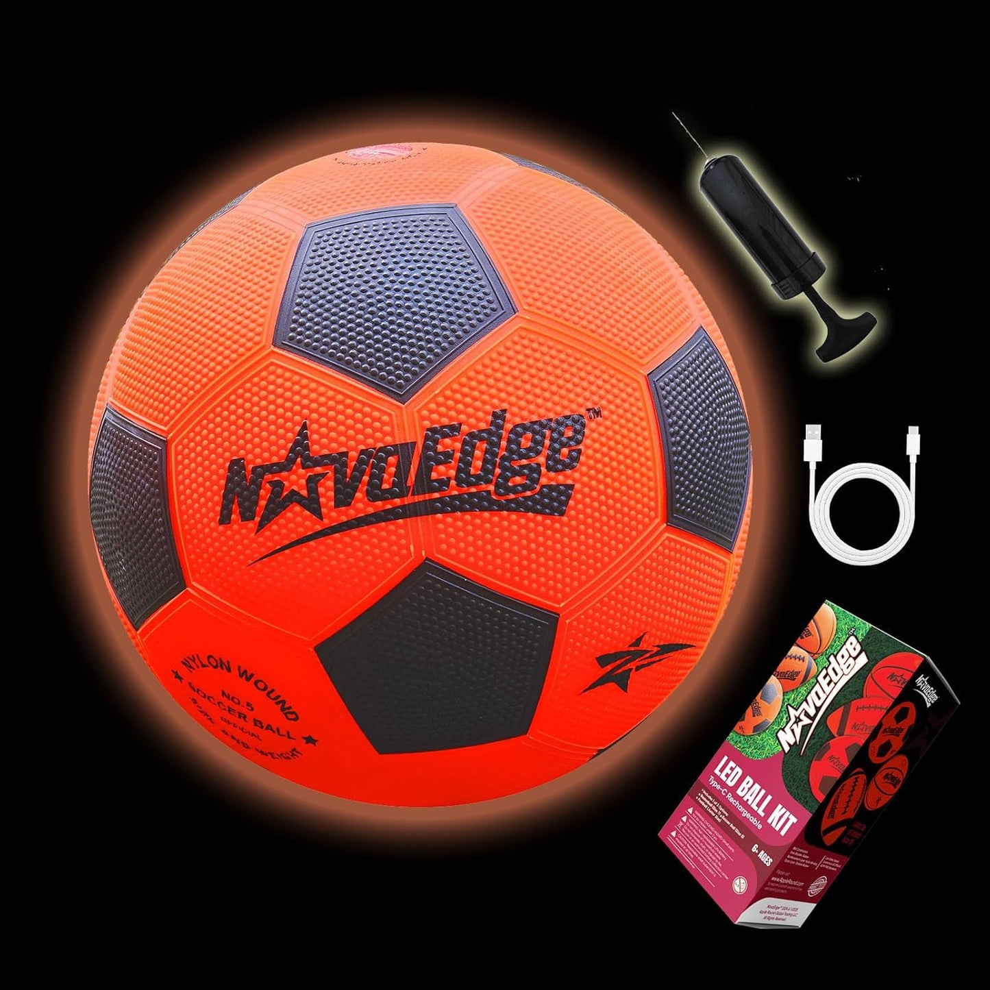 Balón Led Recargable USB-C Tamaño 5 para Niños y Adultos